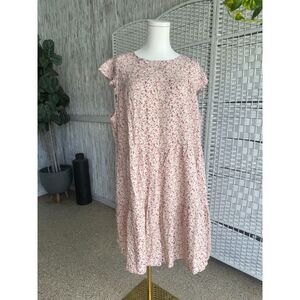 Liberty Love Pink Floral Women's 2XL XXL Tiered Babydoll Mini Ruffle Dress